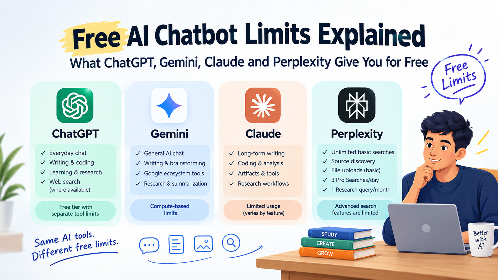 Free AI Chatbot Limits Explained: What ChatGPT, Gemini, Claude and Perplexity Give You for Free free ai chatbot limits explained what chatgpt, gemini, claude and perplexity give you for free